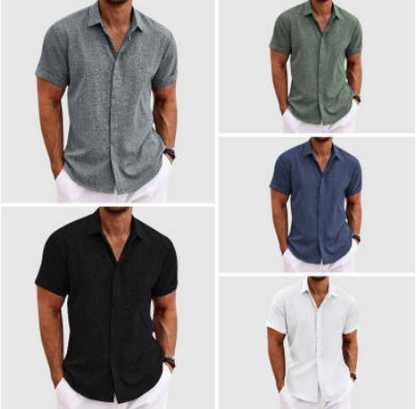 V-Neck Cotton Linen Shirt