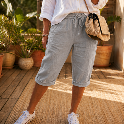 Isabelle I Katoenen linnen dames broek 1+1  Gratis