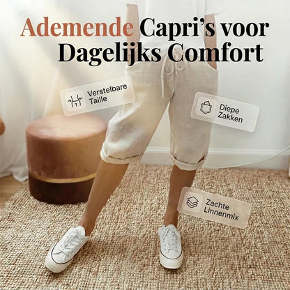 Isabelle I Katoenen linnen dames broek 1+1  Gratis