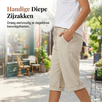 Isabelle I Katoenen linnen dames broek 1+1  Gratis