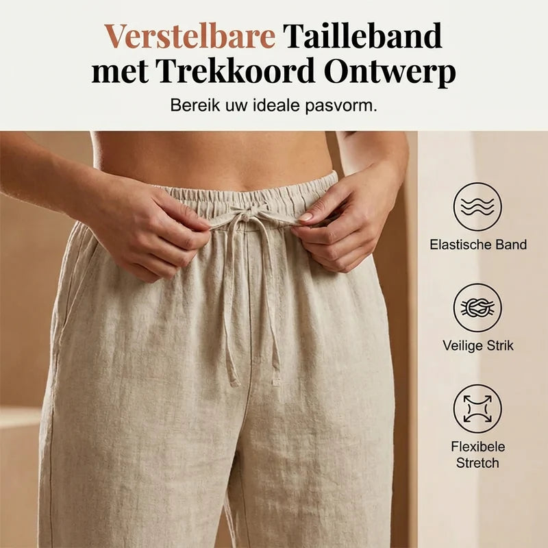 Isabelle I Katoenen linnen dames broek 1+1  Gratis